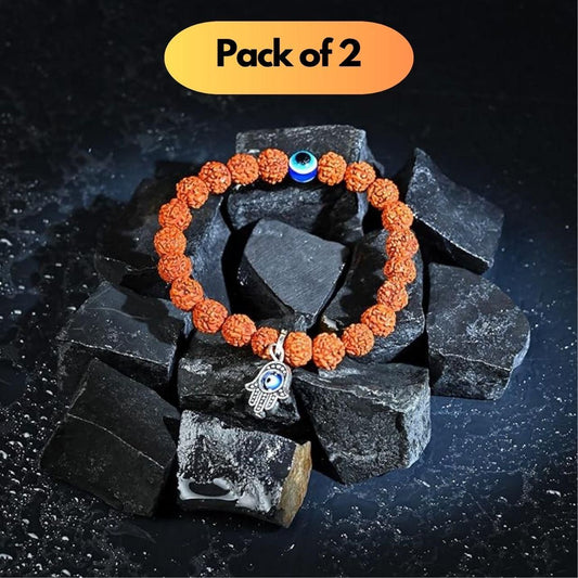 Spiritual Eye Bohemian Rudraksha Beads Bracelet Pack of 2